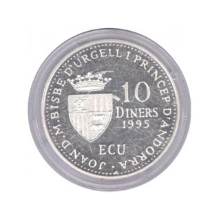 Silver Ten Diners Proof Coin of Andorra of 1995.