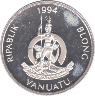 Vanuatu Silver Fifty Vatu Proof Coin of Olympic Games of 1996.