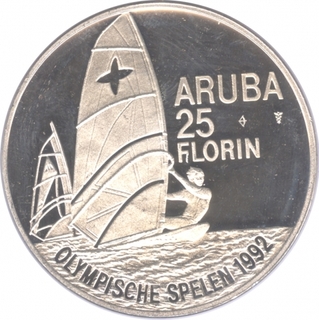 Netherlands Silver Twenty Five Florin Coin of Olympic Games of 1992.