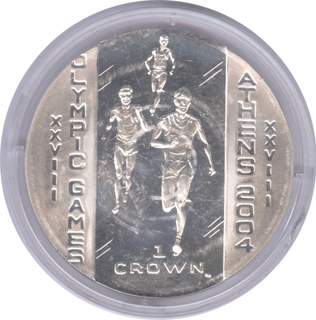 Isle of Man Silver One Crown Proof Coin of XXVIII Olympic Games of Running of 2004.