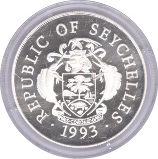 Seychelles Silver Twenty Five Rupees Proof Coin of Olympic Games of 1992.