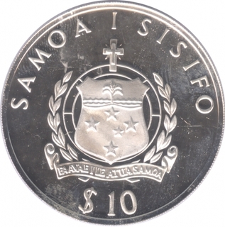 Samoa Islands Silver Ten Dollars Proof Coin of XXIV Olympic Games of 1988.