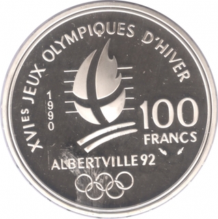 France Silver Hundred Francs Proof Coin of Olympic Games of 1992.