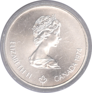 Canada Silver Five Dollars Proof Coin of Olympic Games of 1976.