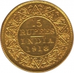 Gold 15 Rupees Coin of King George V of 1918.