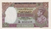 Five Rupees Bank Note of King George VI of Burma Issue of 1947.