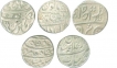 Shah Alam Bahadur, Silver Rupee (5), Akbarabad mastaqir-ul-khilafat, Dar-ul-Khilafat Shahjahanabad, Dar-ul-Sultanat, Itawa, Laknau, About very Fine to Extremely Fine.