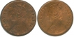 Copper Quarter Anna Coins of Victoria Queen of  Calcutta Mint of 1897 and 1901.