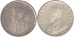 Silver Two Annas Coins of King George V of calcutta Mint of 1916 and 1917.