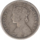 Silver Quarter Rupee Coin  of Victoria Empress of Calcutta Mint of 1884.