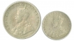 Silver Quarter Anna  and Two Annas  Coins of Calcutta Mint of  1915.