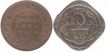 Copper Quarter Anna and Cupro Nickel Two Annas Coins of King George VI of 1939.