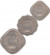 Half Anna and One  Anna  and  Two Annas Coins of  Republic India of 1954.