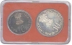 Silver Set of Two coins of Fifty and Ten Rupees of Bombay Miint of 1978.