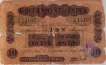 Ten Rupees Uniface Bank Note of  Queen Victoria  of  Calcutta Circle of 1892.
