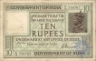 Ten Rupee Bank Note of King George V of  Signed by H Denning of 1923.