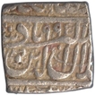 Silver Square Rupee Coin of Jalal ud din Muhammad Akbar of Ahmadabad Mint.