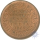 Copper Quarter Anna Coin of  Victoria Empress of  Calcutta Mint of 1889.