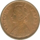 Copper Quarter Anna Coin of  Victoria Empress of  Calcutta Mint of 1889.