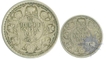 Silver Quarter  Rupee  and Two Annas Coins of  King George V of  Calcutta Mint of 1915.