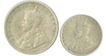 Silver Quarter  Rupee  and Two Annas Coins of  King George V of  Calcutta Mint of 1915.