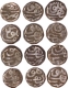 Set of Copper Dam Coins of Monthly of Delhi Mint of Akbar.