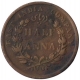 Copper Half Anna of East India Company of Calcutta mint of 1845.