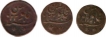 Set of Copper Half Anna Quater Anna & One Eighth Anna of Bengal Presidency of prinsep coinage.