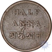 Copper Half Anna of Bengal Presidency of Caclutta Mint.