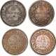 Set of Four Bronze And Copper One Twelfth Anna of King George VI, Victoria Empress,East India Company, of Calcutta And Madras Mint of 1835,1835,1901,1939.