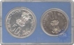 Proof Set of Two Coins of 10 Rupees and 50 Rupees of Bombay Mint of the year 1975.