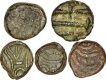 Lot of five Lead and Copper Unit of Chudasama Dynasty.