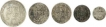 Set of Siver 5 Different Rupees of Fettah Singh of Mewar.