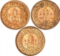 Set of Three Bronze One Twelfth Anna of King George V of Calcutta and Bombay Mint.