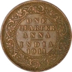 Copper Quarter Anna of King George v of Calcutta Mint of 1911.