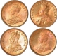 Lot of 4 Copper Anna of King George V of Calcutta  and Bombay Mint.