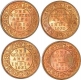 Lot of 4 Copper Anna of King George V of Calcutta  and Bombay Mint.