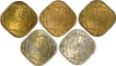 Lot of Five Half Anna of King George V of Calcutta Mint.