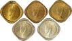 Lot of Five Half Anna of King George V of Calcutta Mint.