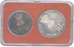 Silver Set of Two coins of Fifty and Ten Rupees of Bombay Miint of the year 1978.