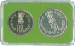 Silver Set of Two coins of Fifty and Ten Rupees of Bombay Mint.