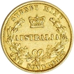 Gold Sovereign of Australia of Queen Victoria of Sydney mint of year 1857.