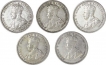 Silver 20 cents of five coins of  King George V.