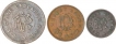 Copper One Chukram Eight and Four Cash Coins  of Ram Varma VI of Travancore State.