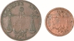 Copper Quarter Anna and One Twelfth Anna Coin of Bombay Presidency.