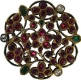 Antique Gold Brooch of Gandaberunda of Red Burmese Rubies  Emeralds and White Sapphire.