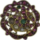 Antique Gold Brooch of Peacock Desigine with Rubies Emeralds and sapphires.