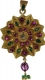 Classical Gold Lotus Pendant Studded with Red Burmese Rubies and Emeralds.