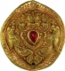 Ancient Gold Pendant Studded with Ruby in temple designe.