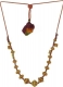 Gold Bead Necklace with Square Pendants.